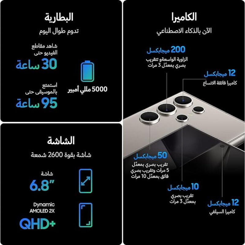 Samsung Galaxy S24 Ultra 5G 512GB 12GB Marble Grey Dual Sim Smartphone Middle East Version